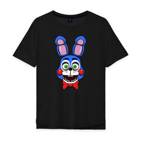 Мужская футболка хлопок Oversize с принтом Toy Bonnie FNAF в Кировске, 100% хлопок | свободный крой, круглый ворот, “спинка” длиннее передней части | @ | fnaf | toy bonnie | фнаф