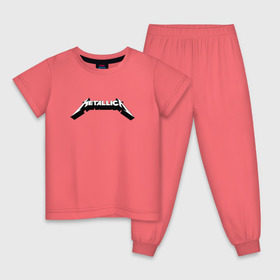 Детская пижама хлопок с принтом Логотип Metallica (old logo) в Кировске, 100% хлопок |  брюки и футболка прямого кроя, без карманов, на брюках мягкая резинка на поясе и по низу штанин
 | 