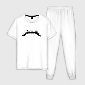 Мужская пижама хлопок с принтом Логотип Metallica (old logo) в Кировске, 100% хлопок | брюки и футболка прямого кроя, без карманов, на брюках мягкая резинка на поясе и по низу штанин
 | 