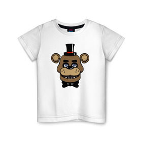 Детская футболка хлопок с принтом Freddy FNAF в Кировске, 100% хлопок | круглый вырез горловины, полуприлегающий силуэт, длина до линии бедер | Тематика изображения на принте: fnaf | freddy | фнаф