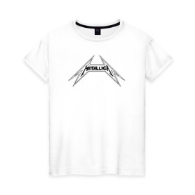 Женская футболка хлопок с принтом Metallica logo (b) в Кировске, 100% хлопок | прямой крой, круглый вырез горловины, длина до линии бедер, слегка спущенное плечо | металлика
