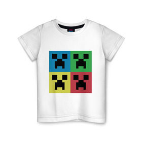 Детская футболка хлопок с принтом Minecraft в Кировске, 100% хлопок | круглый вырез горловины, полуприлегающий силуэт, длина до линии бедер | boom | media | minecraft | игры | компьютерные игры | майнкрафт
