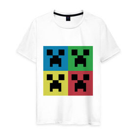 Мужская футболка хлопок с принтом Minecraft в Кировске, 100% хлопок | прямой крой, круглый вырез горловины, длина до линии бедер, слегка спущенное плечо. | boom | media | minecraft | игры | компьютерные игры | майнкрафт