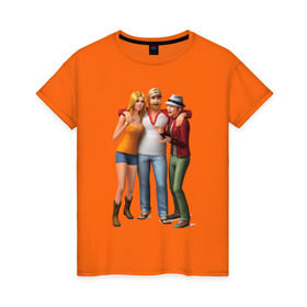 Женская футболка хлопок с принтом Sims компания в Кировске, 100% хлопок | прямой крой, круглый вырез горловины, длина до линии бедер, слегка спущенное плечо | sims | игра симс | симс | симс 4
