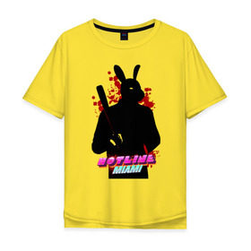 Мужская футболка хлопок Oversize с принтом Hotline Miami rabbit в Кировске, 100% хлопок | свободный крой, круглый ворот, “спинка” длиннее передней части | hotline miami