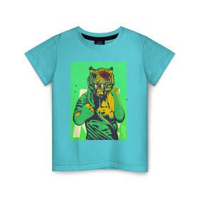Детская футболка хлопок с принтом Tiger в Кировске, 100% хлопок | круглый вырез горловины, полуприлегающий силуэт, длина до линии бедер | hotline miami
