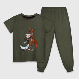 Детская пижама хлопок с принтом Foxy and sister в Кировске, 100% хлопок |  брюки и футболка прямого кроя, без карманов, на брюках мягкая резинка на поясе и по низу штанин
 | Тематика изображения на принте: fnaf | фнаф