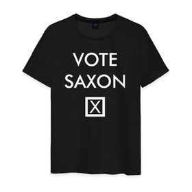 Мужская футболка хлопок с принтом Vote Saxon в Кировске, 100% хлопок | прямой крой, круглый вырез горловины, длина до линии бедер, слегка спущенное плечо. | vote saxon doctor who доктор кто саксон голос