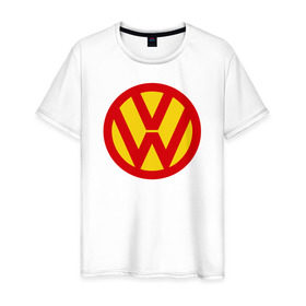 Мужская футболка хлопок с принтом Super Volkswagen в Кировске, 100% хлопок | прямой крой, круглый вырез горловины, длина до линии бедер, слегка спущенное плечо. | super volkswagen