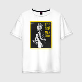 Женская футболка хлопок Oversize с принтом Фредди Меркьюри в Кировске, 100% хлопок | свободный крой, круглый ворот, спущенный рукав, длина до линии бедер
 | heavy | queen | квин | меркури | метал | фредди