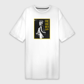 Платье-футболка хлопок с принтом Фредди Меркьюри в Кировске,  |  | heavy | queen | квин | меркури | метал | фредди