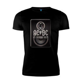 Мужская футболка премиум с принтом Let there be rock в Кировске, 92% хлопок, 8% лайкра | приталенный силуэт, круглый вырез ворота, длина до линии бедра, короткий рукав | acdc | metall | метал | рок группы | траш