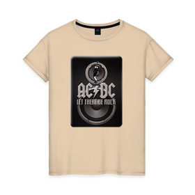 Женская футболка хлопок с принтом Let there be rock в Кировске, 100% хлопок | прямой крой, круглый вырез горловины, длина до линии бедер, слегка спущенное плечо | acdc | metall | метал | рок группы | траш