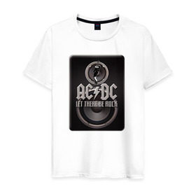 Мужская футболка хлопок с принтом Let there be rock в Кировске, 100% хлопок | прямой крой, круглый вырез горловины, длина до линии бедер, слегка спущенное плечо. | acdc | metall | метал | рок группы | траш
