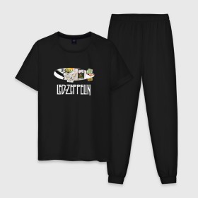 Мужская пижама хлопок с принтом Led Zeppelin в Кировске, 100% хлопок | брюки и футболка прямого кроя, без карманов, на брюках мягкая резинка на поясе и по низу штанин
 | led zeppelin