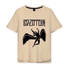 Мужская футболка хлопок Oversize с принтом Led Zeppelin swan в Кировске, 100% хлопок | свободный крой, круглый ворот, “спинка” длиннее передней части | led zeppelin