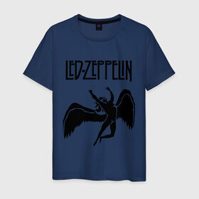 Мужская футболка хлопок с принтом Led Zeppelin swan в Кировске, 100% хлопок | прямой крой, круглый вырез горловины, длина до линии бедер, слегка спущенное плечо. | led zeppelin