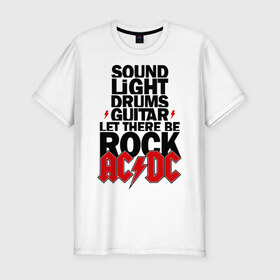 Мужская футболка премиум с принтом AC/DC в Кировске, 92% хлопок, 8% лайкра | приталенный силуэт, круглый вырез ворота, длина до линии бедра, короткий рукав | acdc | metal | trash | метал | металл | рок группы | эйсидиси