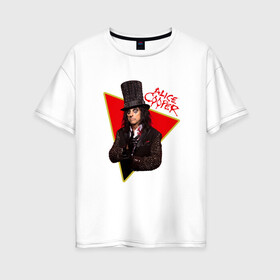 Женская футболка хлопок Oversize с принтом Alice Cooper в Кировске, 100% хлопок | свободный крой, круглый ворот, спущенный рукав, длина до линии бедер
 | alice cooper | metal | rock | метал | рок | рок музыка | элис купер