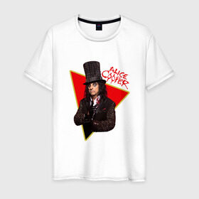 Мужская футболка хлопок с принтом Alice Cooper в Кировске, 100% хлопок | прямой крой, круглый вырез горловины, длина до линии бедер, слегка спущенное плечо. | alice cooper | metal | rock | метал | рок | рок музыка | элис купер