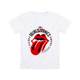 Детская футболка хлопок с принтом Rolling Stones в Кировске, 100% хлопок | круглый вырез горловины, полуприлегающий силуэт, длина до линии бедер | Тематика изображения на принте: rolling stones