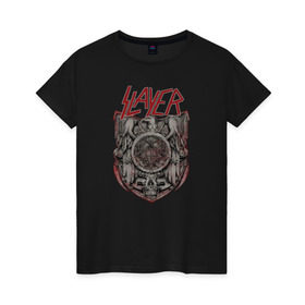 Женская футболка хлопок с принтом Slayer в Кировске, 100% хлопок | прямой крой, круглый вырез горловины, длина до линии бедер, слегка спущенное плечо | punk | slayer | метал