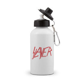 Бутылка спортивная с принтом Slayer logo в Кировске, металл | емкость — 500 мл, в комплекте две пластиковые крышки и карабин для крепления | alternative rock | pank | punk | rock | slayer | альтернативный рок | метал | панк | рок | слаер | тяжелая музыка | хард рок | хеви метал