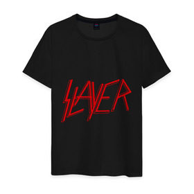 Мужская футболка хлопок с принтом Slayer logo в Кировске, 100% хлопок | прямой крой, круглый вырез горловины, длина до линии бедер, слегка спущенное плечо. | alternative rock | pank | punk | rock | slayer | альтернативный рок | метал | панк | рок | слаер | тяжелая музыка | хард рок | хеви метал