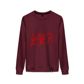 Женский свитшот хлопок с принтом Slayer logo в Кировске, 100% хлопок | прямой крой, круглый вырез, на манжетах и по низу широкая трикотажная резинка  | alternative rock | pank | punk | rock | slayer | альтернативный рок | метал | панк | рок | слаер | тяжелая музыка | хард рок | хеви метал