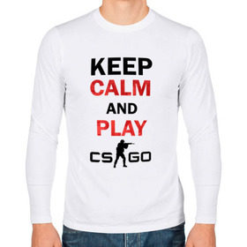 Мужской лонгслив хлопок с принтом Keep Calm and play cs:go в Кировске, 100% хлопок |  | Тематика изображения на принте: calm | cs go | keep | го