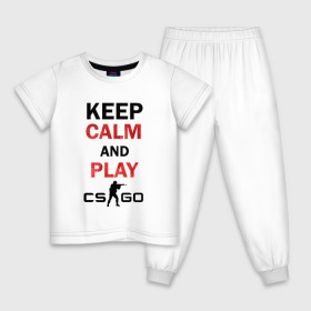 Детская пижама хлопок с принтом Keep Calm and play cs:go в Кировске, 100% хлопок |  брюки и футболка прямого кроя, без карманов, на брюках мягкая резинка на поясе и по низу штанин
 | calm | cs go | keep | го