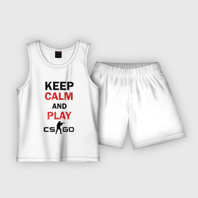 Детская пижама с шортами хлопок с принтом Keep Calm and play cs:go в Кировске,  |  | calm | cs go | keep | го