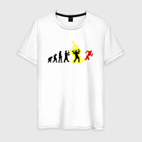 Мужская футболка хлопок с принтом Эволюция Флеш в Кировске, 100% хлопок | прямой крой, круглый вырез горловины, длина до линии бедер, слегка спущенное плечо. | flash