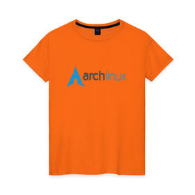 Женская футболка хлопок с принтом Arch Linux в Кировске, 100% хлопок | прямой крой, круглый вырез горловины, длина до линии бедер, слегка спущенное плечо | linux | баш | линукс | ос