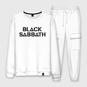 Мужской костюм хлопок с принтом Black Sabbath в Кировске, 100% хлопок | на свитшоте круглая горловина, мягкая резинка по низу. Брюки заужены к низу, на них два вида карманов: два “обычных” по бокам и два объемных, с клапанами, расположенные ниже линии бедра. Брюки с мягкой трикотажной резинкой на поясе и по низу штанин. В поясе для дополнительного комфорта — широкие завязки | black sabbath