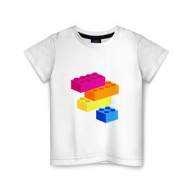 Детская футболка хлопок с принтом Lego в Кировске, 100% хлопок | круглый вырез горловины, полуприлегающий силуэт, длина до линии бедер | кубики | лего
