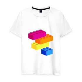 Мужская футболка хлопок с принтом Lego в Кировске, 100% хлопок | прямой крой, круглый вырез горловины, длина до линии бедер, слегка спущенное плечо. | Тематика изображения на принте: кубики | лего