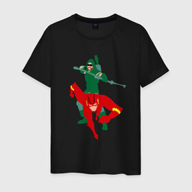 Мужская футболка хлопок с принтом Flash and arrow в Кировске, 100% хлопок | прямой крой, круглый вырез горловины, длина до линии бедер, слегка спущенное плечо. | flash and arrow зеленая стрела флеш флэш супе