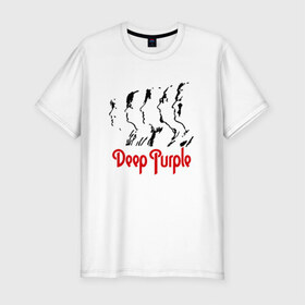 Мужская футболка премиум с принтом Deep Purple в Кировске, 92% хлопок, 8% лайкра | приталенный силуэт, круглый вырез ворота, длина до линии бедра, короткий рукав | deep | deep purple | dметал | metal | purple | rock | trash metal | дип перпл | металл | рок