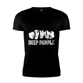Мужская футболка премиум с принтом Deep Purple в Кировске, 92% хлопок, 8% лайкра | приталенный силуэт, круглый вырез ворота, длина до линии бедра, короткий рукав | Тематика изображения на принте: deep | deep purple | metal | purple | rock | trash metal | дип перпл | метал | металл | рок