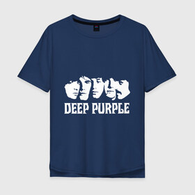 Мужская футболка хлопок Oversize с принтом Deep Purple в Кировске, 100% хлопок | свободный крой, круглый ворот, “спинка” длиннее передней части | deep | deep purple | metal | purple | rock | trash metal | дип перпл | метал | металл | рок
