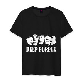 Мужская футболка хлопок с принтом Deep Purple в Кировске, 100% хлопок | прямой крой, круглый вырез горловины, длина до линии бедер, слегка спущенное плечо. | deep | deep purple | metal | purple | rock | trash metal | дип перпл | метал | металл | рок