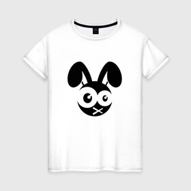 Женская футболка хлопок с принтом Зомби заяц в Кировске, 100% хлопок | прямой крой, круглый вырез горловины, длина до линии бедер, слегка спущенное плечо | заяц | кролик