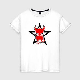 Женская футболка хлопок с принтом Чертёнок в Кировске, 100% хлопок | прямой крой, круглый вырез горловины, длина до линии бедер, слегка спущенное плечо | пентаграмма