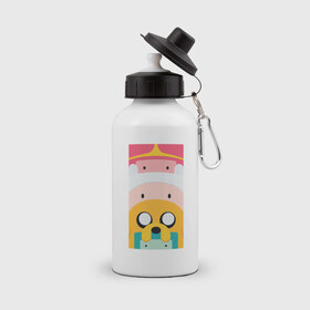 Бутылка спортивная с принтом Adventure Time в Кировске, металл | емкость — 500 мл, в комплекте две пластиковые крышки и карабин для крепления | 
