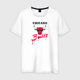 Мужская футболка хлопок с принтом Bulls в Кировске, 100% хлопок | прямой крой, круглый вырез горловины, длина до линии бедер, слегка спущенное плечо. | Тематика изображения на принте: chicago bulls | баскетбол