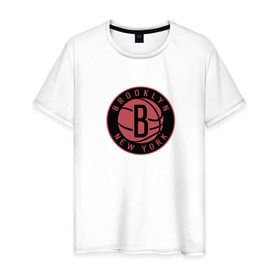 Мужская футболка хлопок с принтом Brooklyn Nets в Кировске, 100% хлопок | прямой крой, круглый вырез горловины, длина до линии бедер, слегка спущенное плечо. | 