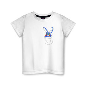 Детская футболка хлопок с принтом Toy Bonnie в кармане FNAF в Кировске, 100% хлопок | круглый вырез горловины, полуприлегающий силуэт, длина до линии бедер | fnaf | toy bonnie | карман | фнаф