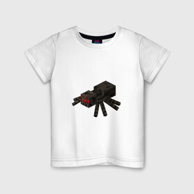 Детская футболка хлопок с принтом Паук в Кировске, 100% хлопок | круглый вырез горловины, полуприлегающий силуэт, длина до линии бедер | Тематика изображения на принте: майнкрафт | майнкрафт 2