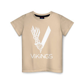 Детская футболка хлопок с принтом Vikings в Кировске, 100% хлопок | круглый вырез горловины, полуприлегающий силуэт, длина до линии бедер | vikings | викинги | сериал